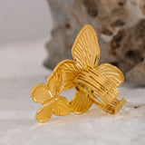 double gold butterfly ring