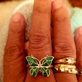 green opal butterfly ring for women