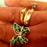 green opal butterfly ring jewelry