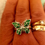 bohemian green opal butterfly ring
