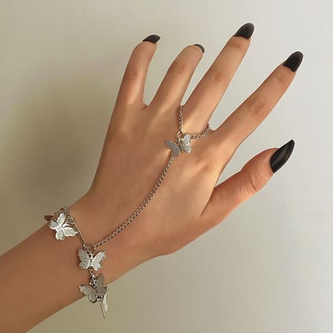 grey butterfly ring bracelet
