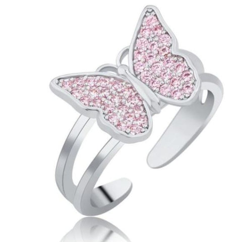 lavender pink butterfly ring