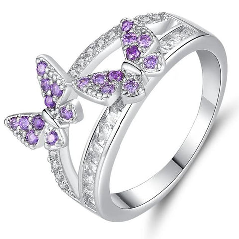 light purple butterfly ring