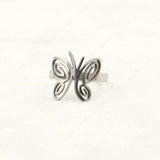 outlined butterfly steel ring 