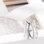 grey outline stainless steel butterfly ring 