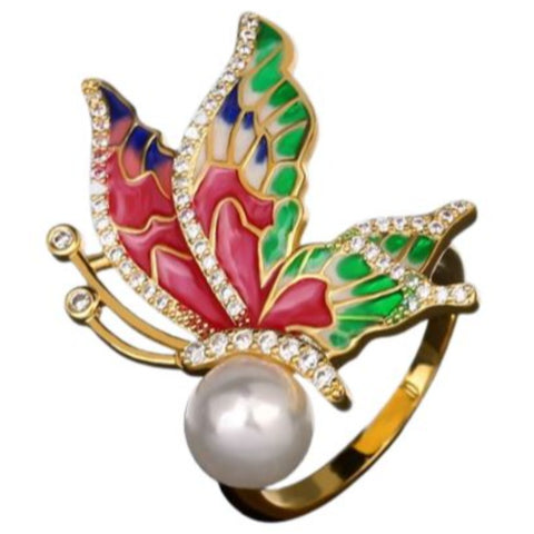 pearl butterfly ring 
