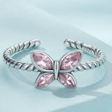 pink butterfly ring front view