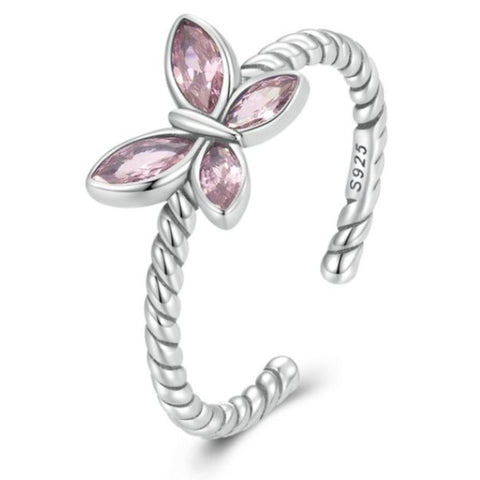 pink butterfly ring