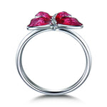 silver and pink butterfly zircon ring