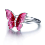 enamel silver and pink butterfly ring