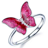 silver and pink butterfly ring jewelry