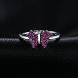 crystal silver butterfly ring