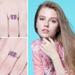 silver purple butterfly ring for women