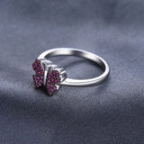 silver purple butterfly ring jewelry