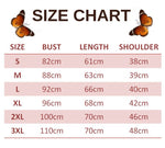 size chart for autumn butterfly t shirt