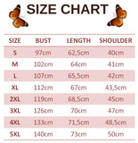 size chart for seagreen butterfly t shirt