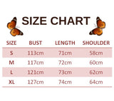 size chart for double face butterfly t shirt