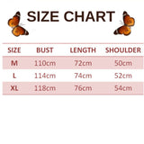 size chart for embroidered butterfly t shirt