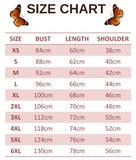 size chart for round butterfly t shirt