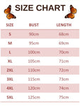 size chart for linen butterfly t shirt