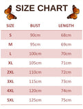 size chart for linen butterfly t shirt