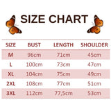 size chart for reflective butterfly t shirt