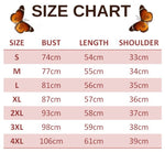 size chart for peony butterfly t shirt