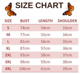 size chart for globeflower illusion butterfly t shirt