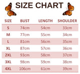 size chart for sky blue butterfly t shirt