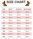 size chart for midnight purple butterfly t shirt
