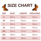 size chart for wildlife illusion butterfly t shirt
