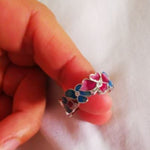 dainty sterling silver flower and butterfly ring