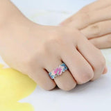 luxury sterling silver flower and butterfly ring