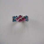 blue sterling silver flower and butterfly ring