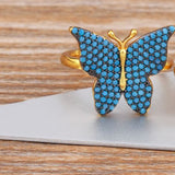 open turquoise butterfly ring