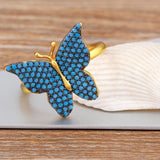 festival turquoise butterfly ring
