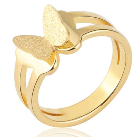 yellow stainless steel butterfly ring