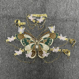 green Women’s Butterfly Crystal Chain Crop Top