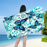 vibrant Aqua Floral Monarch Bath Towel