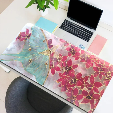 Aquamarine Butterfly Red Petal Mousepad