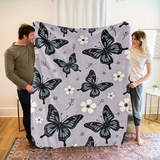 Black Swallowtail Butterfly Floral Blanket