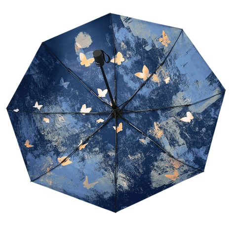 Blue Painted Butterfly Art Umbrella