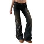 floral Butterfly Bell Bottom Jeans