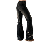 Floral Butterfly Bell Bottom Jeans