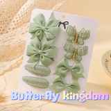GREEN Butterfly Hairpins for Baby Girls