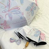 blue Butterfly Motif Compact Auto Umbrella