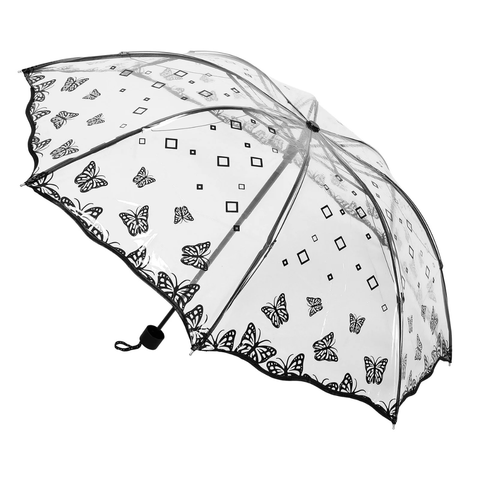 Clear Chic Black Butterfly Umbrella