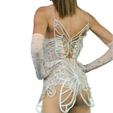 pretty Crystal Butterfly Bodysuit