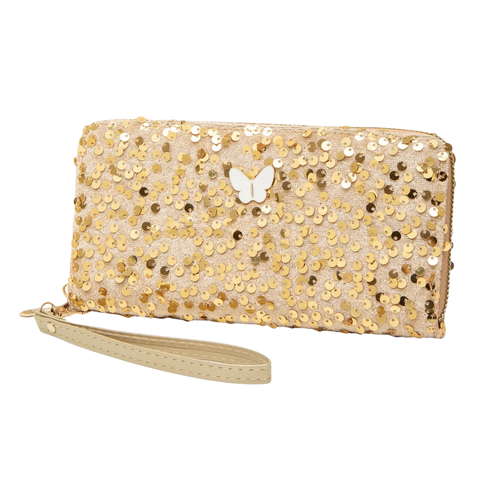 Elegant Glitter Butterfly yellow Wallet for Women