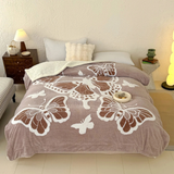 brown Embroidered Spring Azure Butterfly Blanket